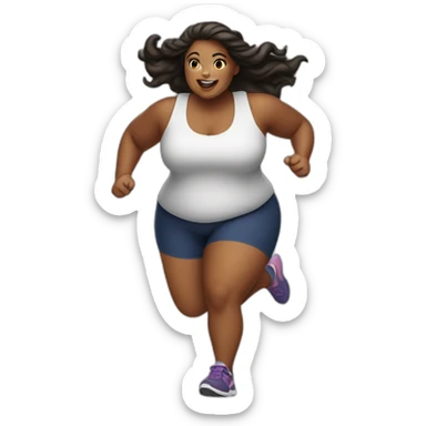 A plus size girl running  sticker