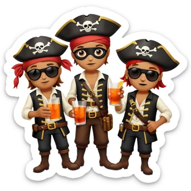happy family of pirates drinking aperol sticker
