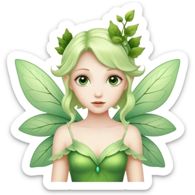 A light green fairy with leaves sticker