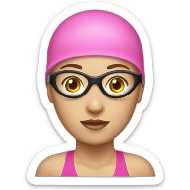 white woman pink swim cap goggles sticker