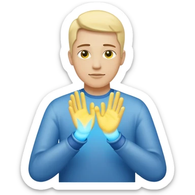 a normal hand being held by 2 hands, a glowing blue hand and a glowing yellow hand souls... hope and comfort from the past and futur sticker