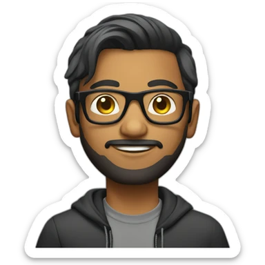 Indian dj with glasses short hair no moustache sticker