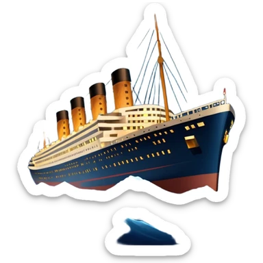 Draw the Titanic ship sailing at night with glowing lights & calm ocean waves. sticker