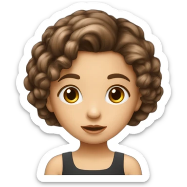 Enfants fille cheveux courts marron eye maron sticker