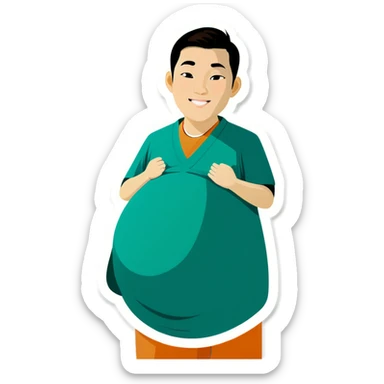 Pregnant asian male sticker