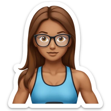 Mujer fitness con lentes y cabello largo sticker