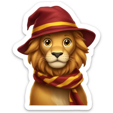 Gryffindor Lion with scarf and hat Hogwarts sticker