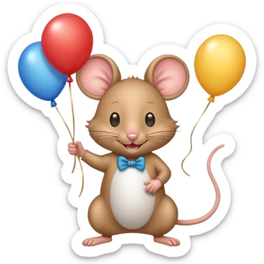 mouse holding balloons sticker
