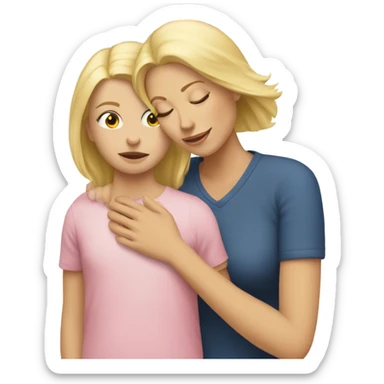 Blonde Mother huggings with a girl sticker