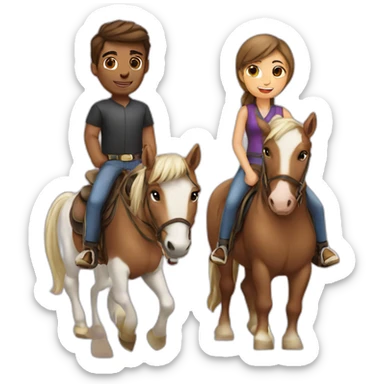 Girl and guy horse riding sticker