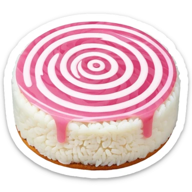 fish cake with pink swirl, white base with pink spiral pattern, narutomaki, Japanese food sticker