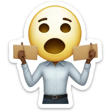 an emojie face holding up a sign that repeats the word "Ja" twice sticker