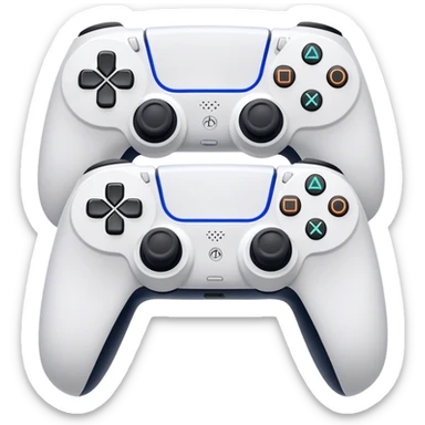 An icon showing a split-screen game with two sections, each featuring different gameplay action. Two PS5 controllers rest below, symbolizing local multiplayer fun. The design captures the excitement of competitive and cooperative gaming. A transparent background sticker