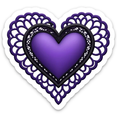 black and purple lace heart sticker