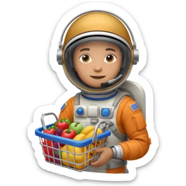 astronauta con canasta para hacer compras vacía sticker
