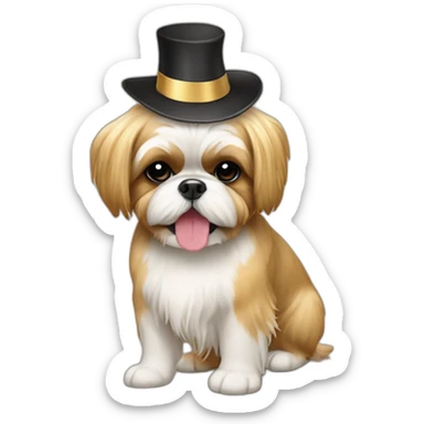golden shih tzu partying with hat sticker