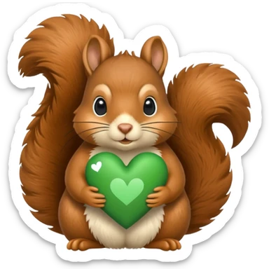 Squirrel in a heart with a green mental Health Awearness ribbon sticker