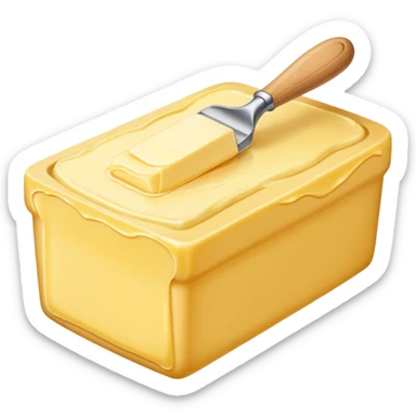 Create an image with butter and text in front that says butter  sticker