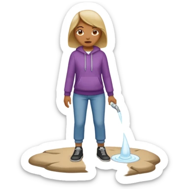 person peeing on the ground sticker