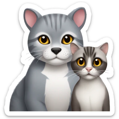 Otter and lemur and a grey british shorthair cat sticker