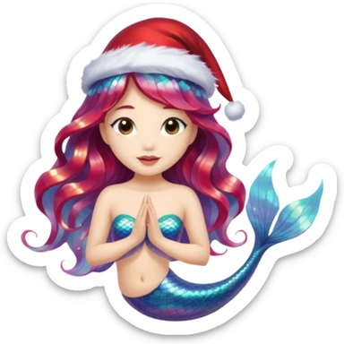 asian mermaid with christmass hat sticker