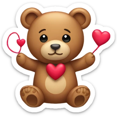 Teddy bear with a Loop and hearts sticker