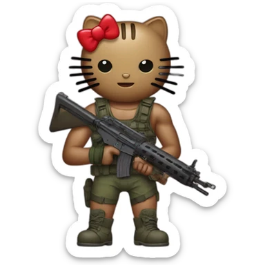 Hello kitty as rambo sticker