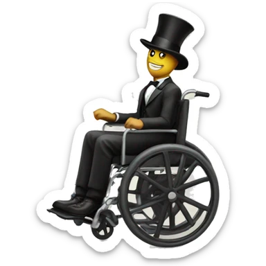 wheelchair with a top hat sticker