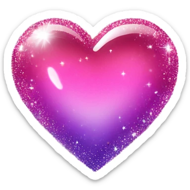 Glossy ombré  heart with sparkles sticker