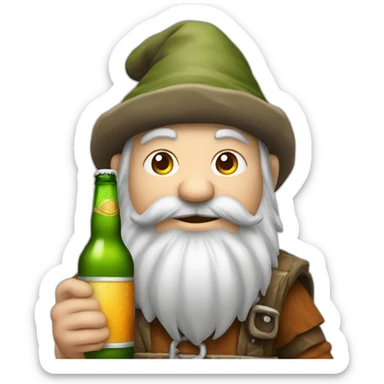 A garden dwarf with a beer sticker