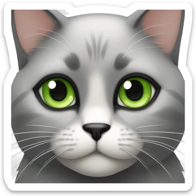 A black cat with green eyes with a black face, little white chin, with a white breast and white paws sticker