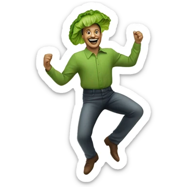 Dancing man, but with a Romain lettuce as a head sticker
