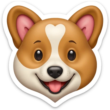 happy dog face inside a heart sticker
