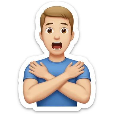 guy with crossed arms holding his neck screaming sticker