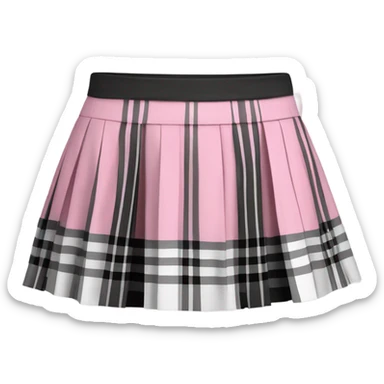Pink tartan pleated mini skirt, isolated sticker