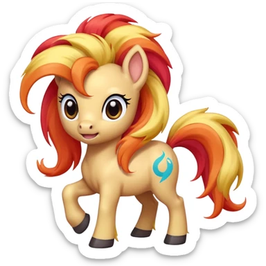 cute pony styled as a Pokémon, big expressive eyes, colorful mane, playful pose sticker
