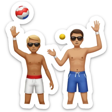 Throwing a ball at the beach to another person. Only one ball. sticker