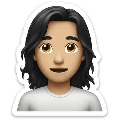 long black hair boy attitude  sticker