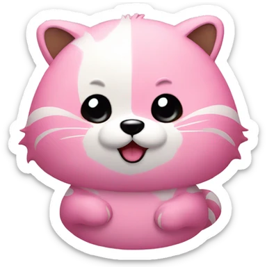 The round face and pink raccoon, Sanrio. The eyes are round sticker