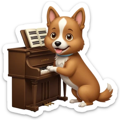 Un chien qui joue du piano sticker