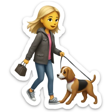 Girl walking a dog  sticker