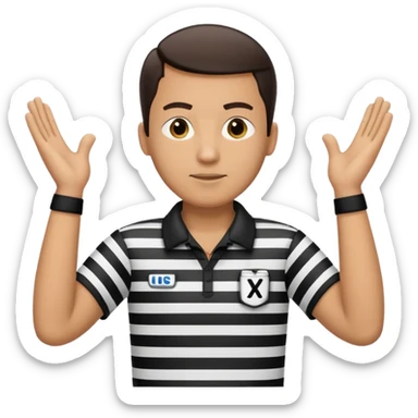 referee with raised arms crossed like an X sticker
