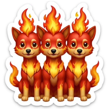 Perro de tres cabezas con fuego  sticker
