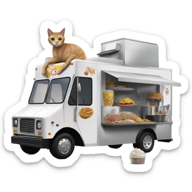 Realistic Cat Woman’s plastic dream house food truck  sticker