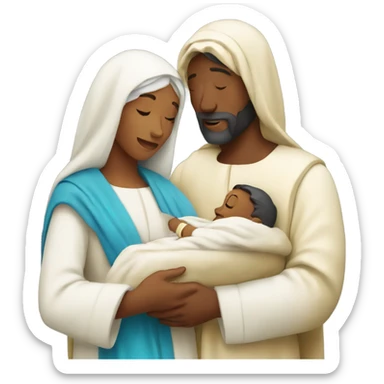 Mary and Joseph holding baby Jesus sticker