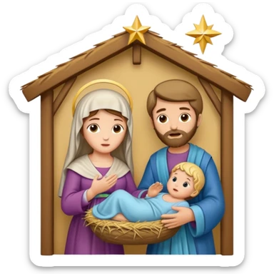 Pesebre con la virgen María San José y el niño Jesús sticker