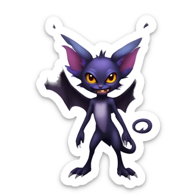  Anthro Kawaii Edgy Cool Vampiric Demonic Beautiful Noivern-Noibat-Litten with big Bat Ears full body sticker
