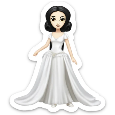 Tall realistic face teen Morticia Addams as Princess Leia in ruffled white-pearl ballet ball gown  sticker