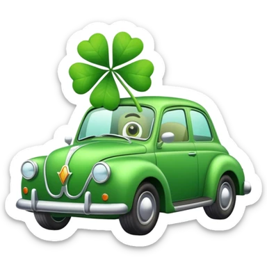 Retro clover driving a car sticker