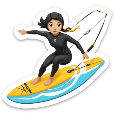 Surfista con neopreno negro largo en el mar haciendo kite surf y un loop sticker